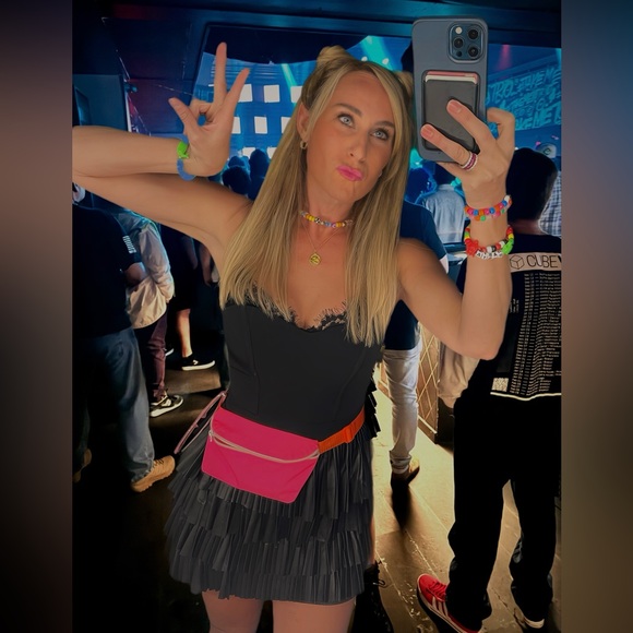 bebe Black Strapless Tiered Mini Dress - Picture 15 of 15